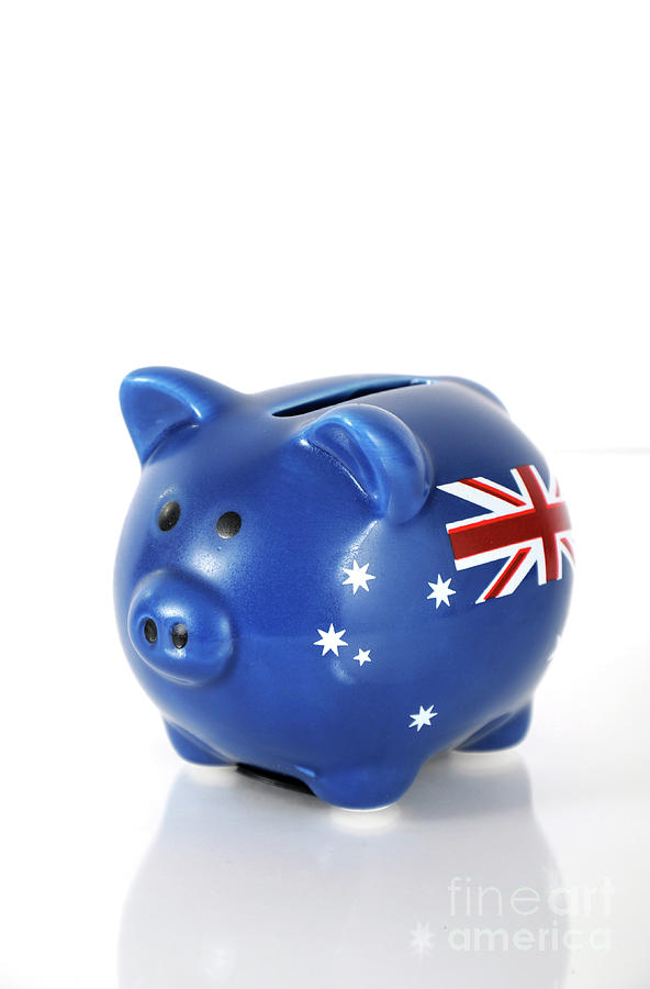 Piggy bank with Australian flag  Photograph by Milleflore Images