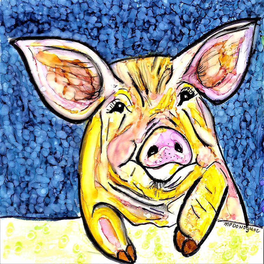 Piggy Big Ears Painting by Patty Donoghue