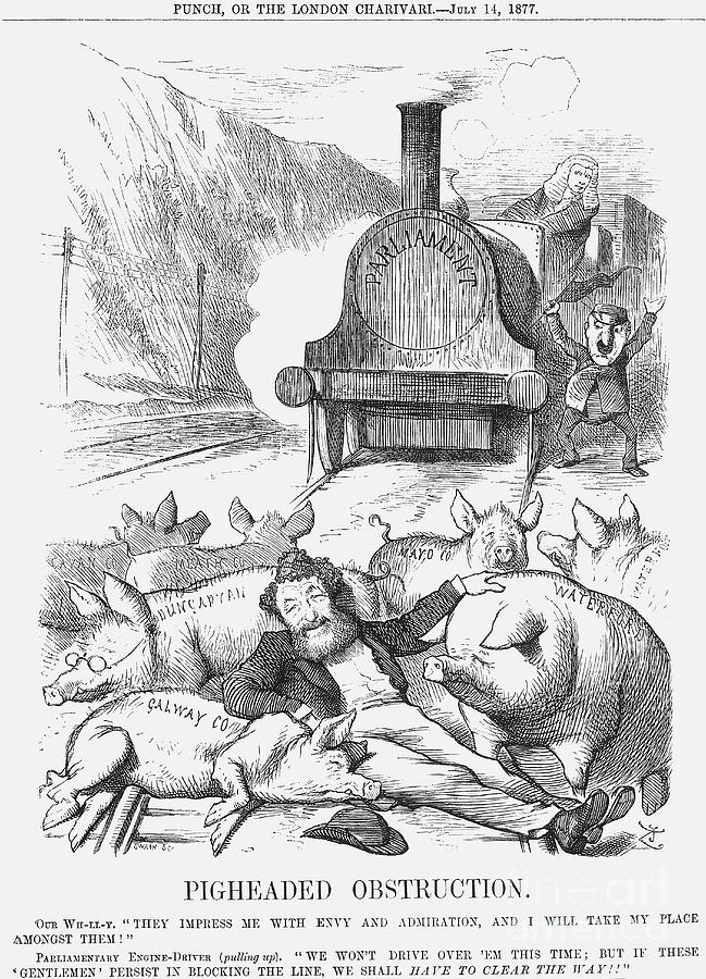 Pigheaded Obstruction, 1877. Artist Drawing by Print Collector