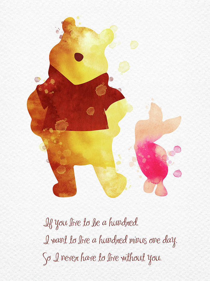 Piglet And Pooh Watercolor 3 Digital Art by Mihaela Pater