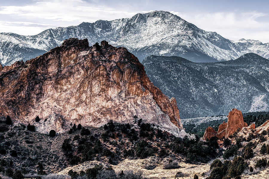 Pikes Peak and Garden of the Gods - Colorado Springs Mountain Landscape Photograph by Gregory Ballos