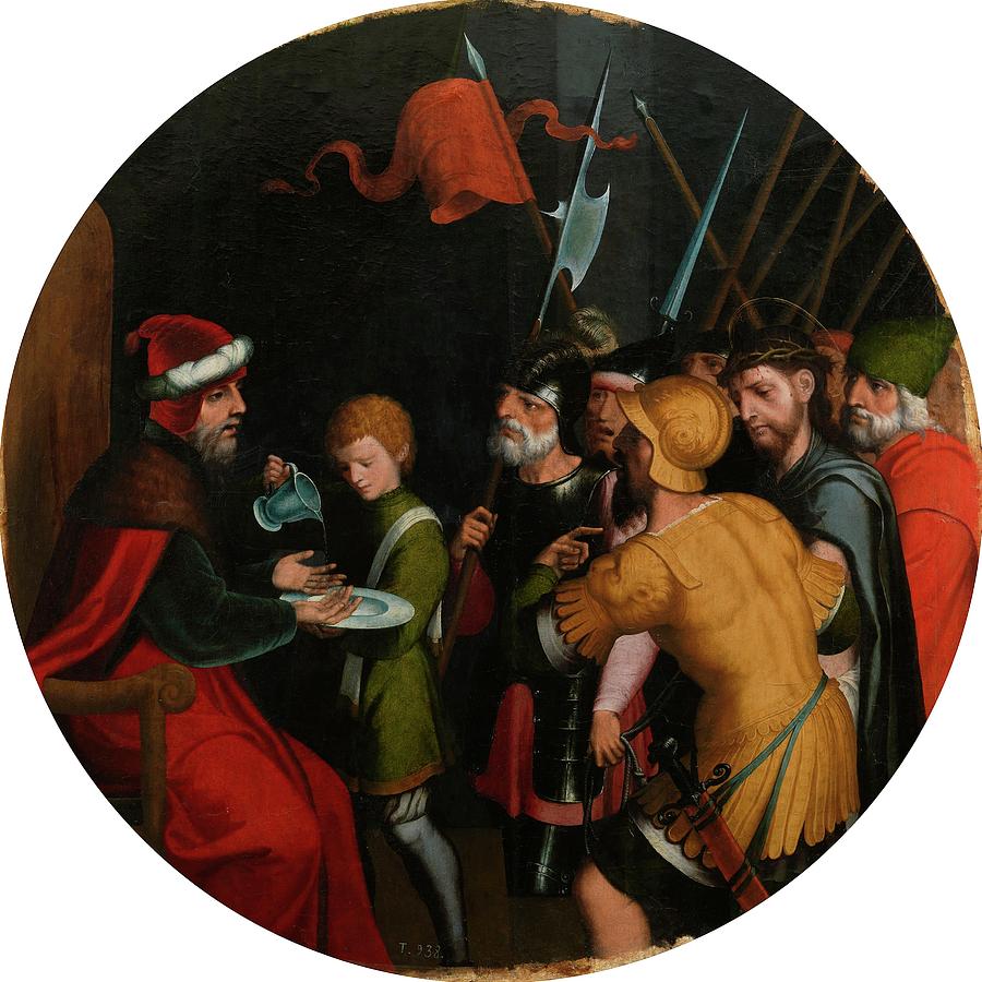 Pilate Washes his Hands, 1540-1545, Spanish School, Panel, P00668. JESUS. Painting by Juan Correa de Vivar -c 1510-1566- Pilate Washes his Hands, 1540-1545, Spanish School, Panel, P00668. JESUS. Painting by Juan Correa de Vivar -c 1510-1566-