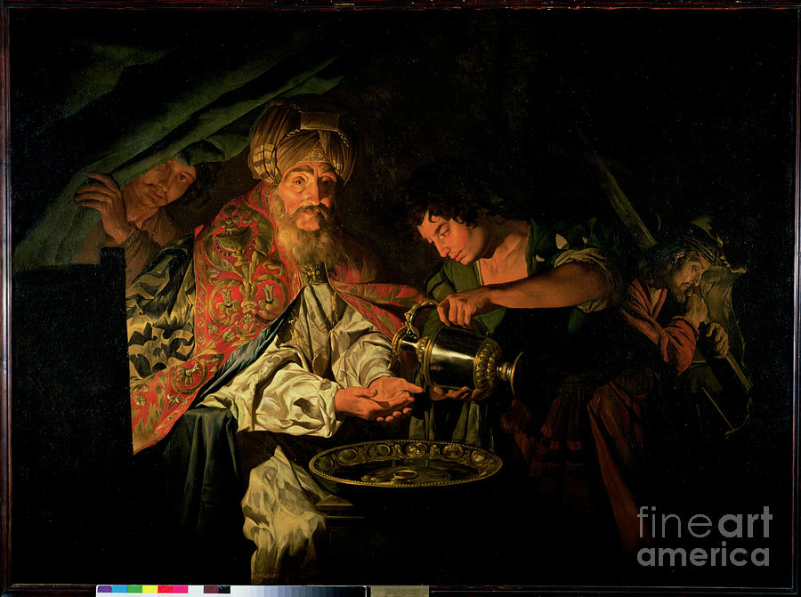 Chiaroscuro Painting - Pilate Washing His Hands by Stomer