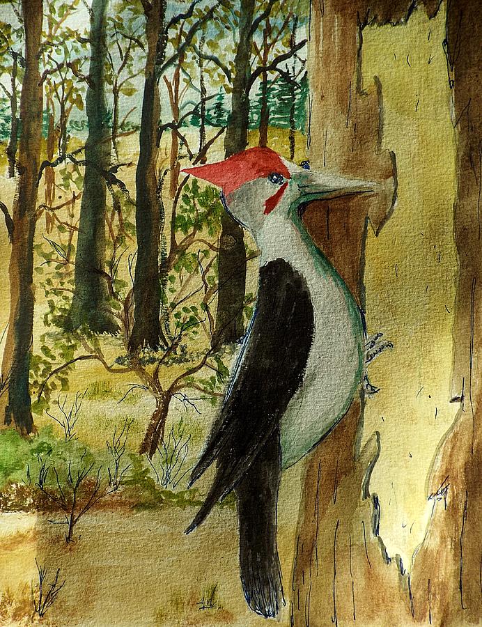 Pileated woodpecker Painting by Charles Ray