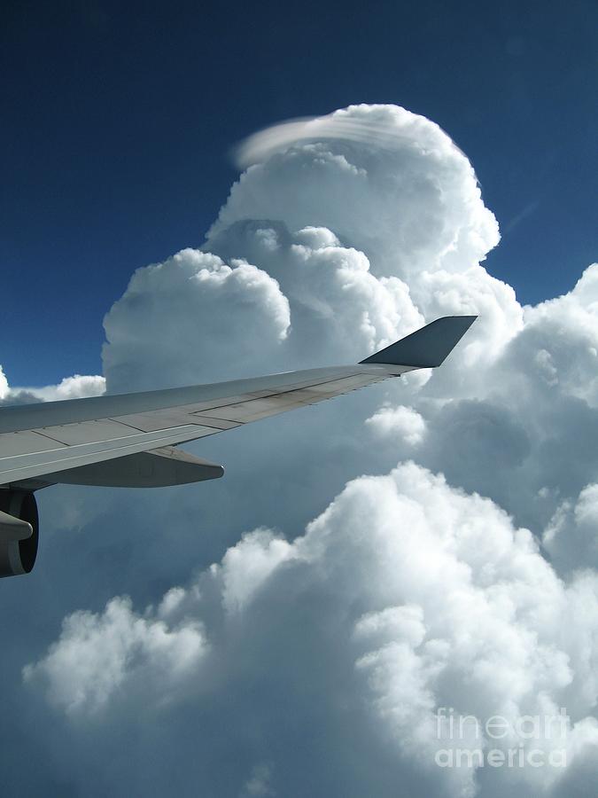 Airplane Photograph - Pileus And Cumulus Congestus Clouds by Stephen Burt/science Photo Library