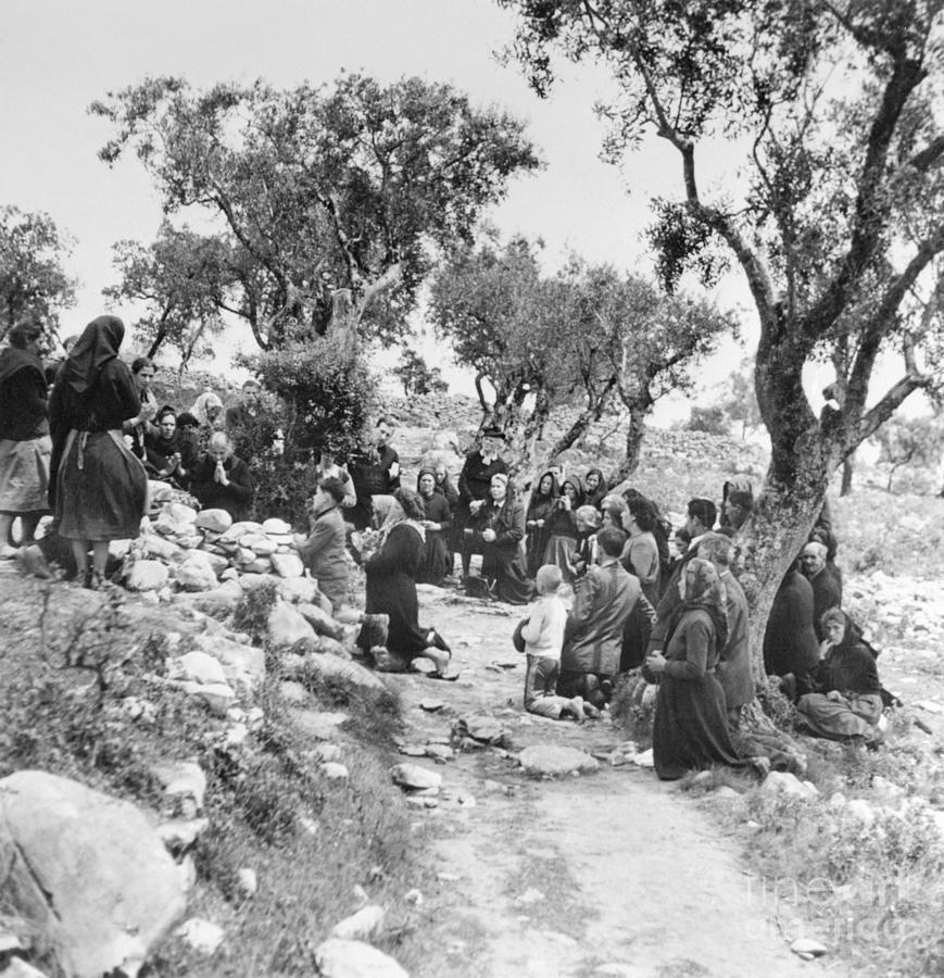 Pilgrims Kneeling At Fatima Shrine Photograph by Bettmann