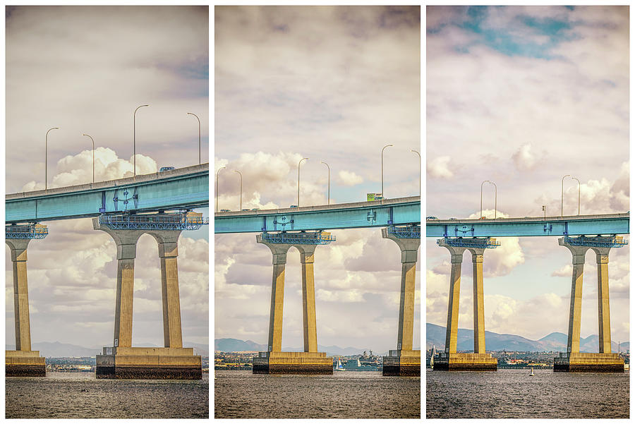 Pillars Of Coronado Bridge Triptych Photograph by Joseph S Giacalone