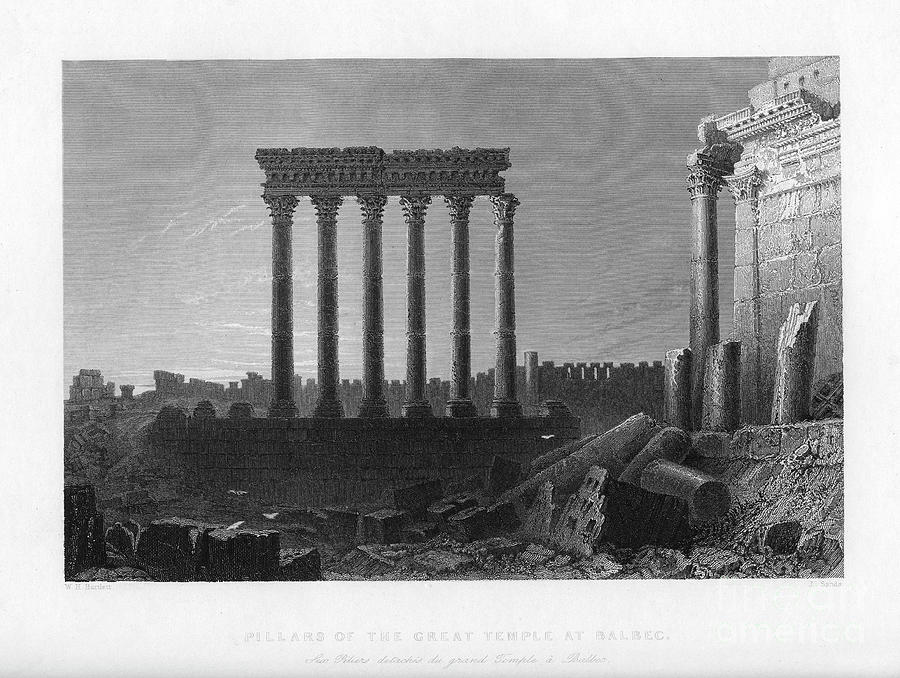 Pillars Of The Great Temple At Balbec Drawing by Print Collector