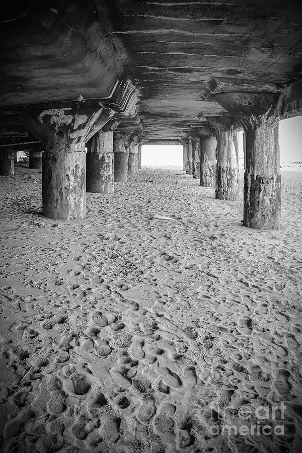 Pillars Under Convention Hall - Black and White Photograph by Colleen Kammerer