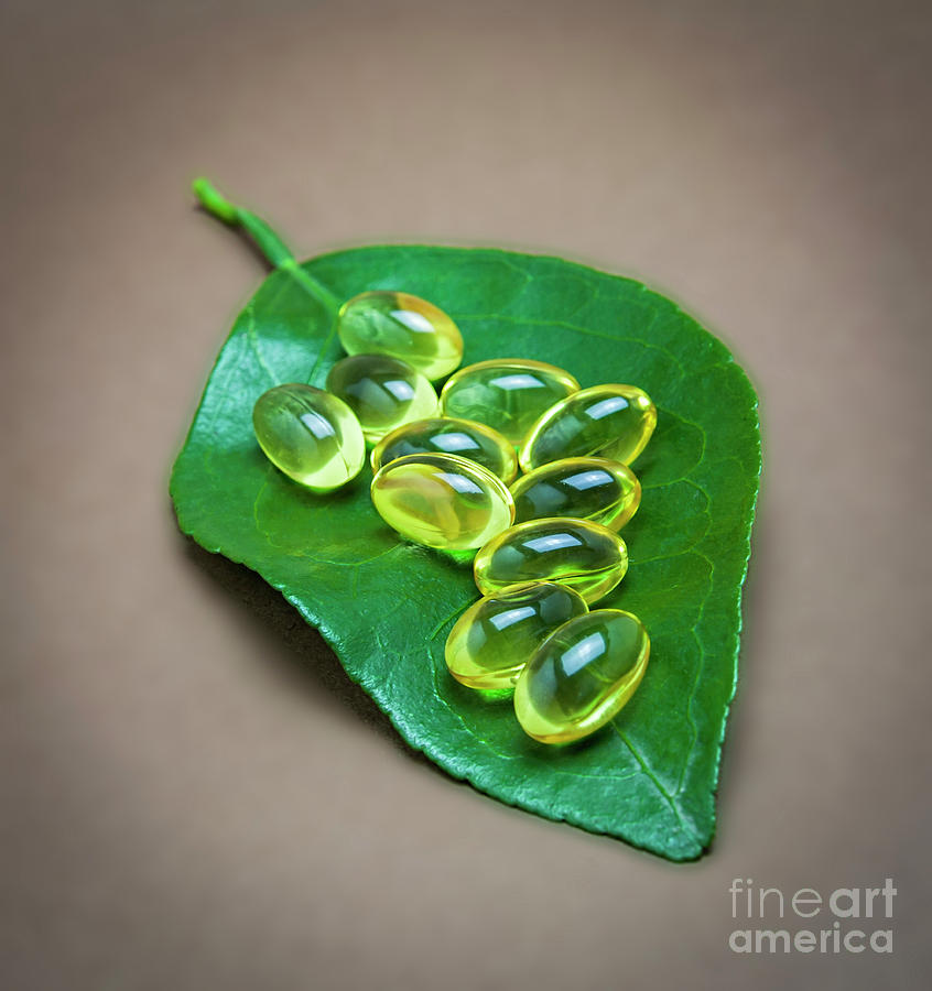 Pills On A Leaf Photograph by Digicomphoto/science Photo Library