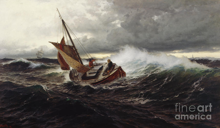 Pilot boat, 1882 Painting by O Vaering by Carl Wilhelm Barth