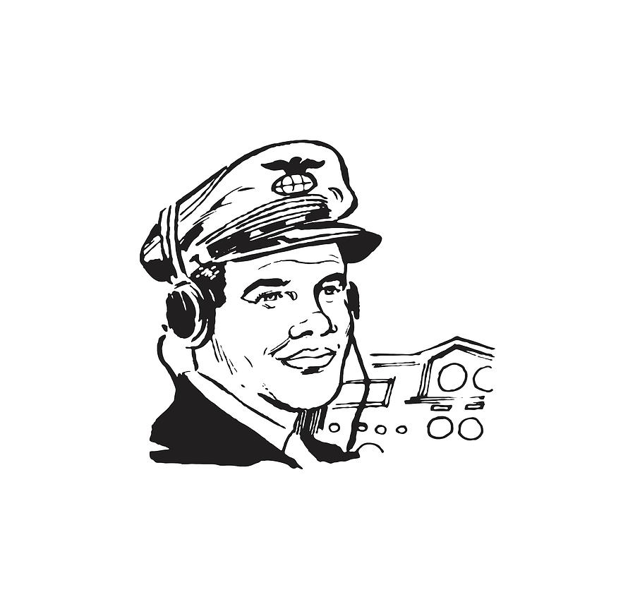 Black And White Drawing - Pilot by CSA Images