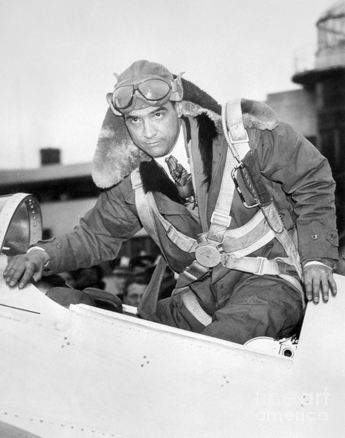 Pilot Howard Hughes In Airplane Cockpit Photograph by Bettmann