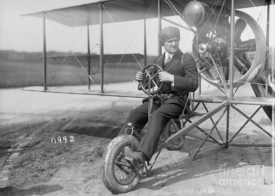 Pilot Lincoln Beachey In Early Biplane by Bettmann