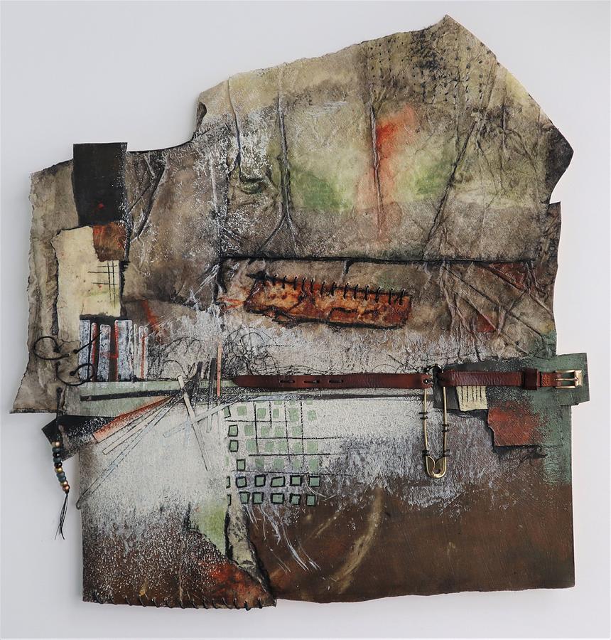 Squares Mixed Media - Pin, Buckle, Stitches by Laura Lein-Svencner Squares Mixed Media - Pin, Buckle, Stitches by Laura Lein-Svencner