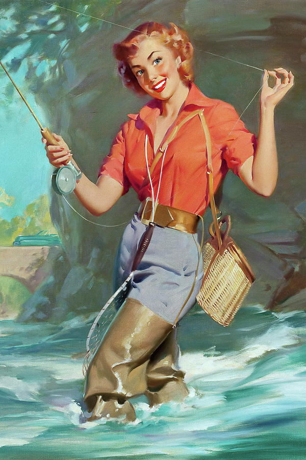 Pin-Up Fly Fishing Painting by William Medcalf - Fine Art America