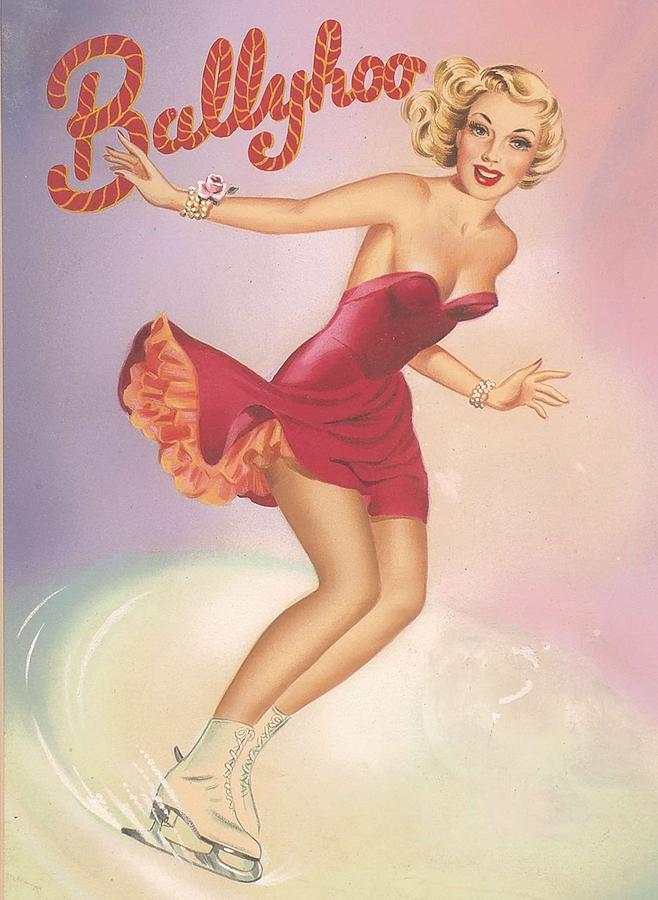 Pin Up Girl 1950 S Art Ice Skate Ballyhoo By Vibart
