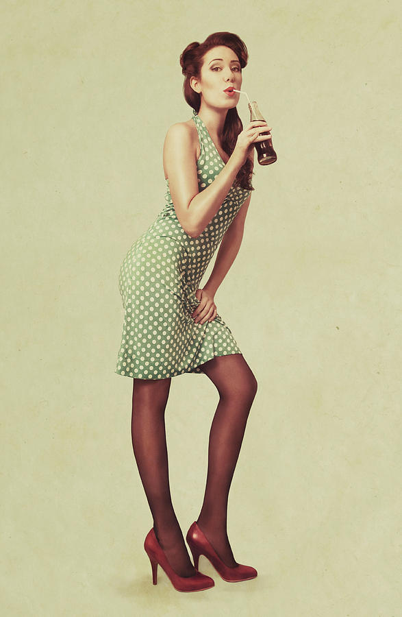 Vintage Photograph - Pin Up Girl by Bart Peeters