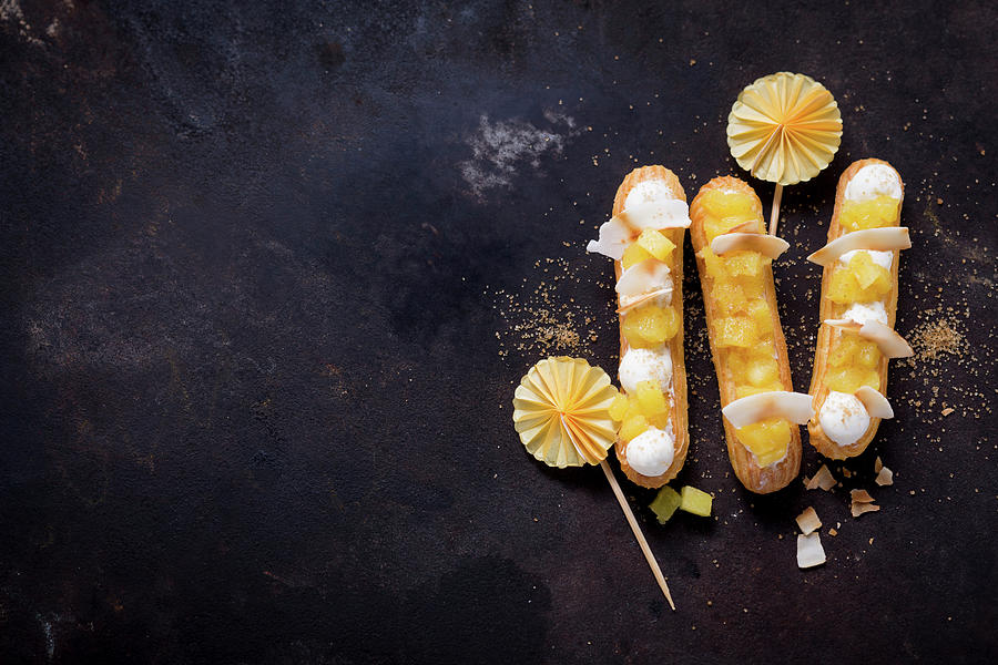Pina Colada Eclairs With Pineapple And Coconut Photograph by Eising Studio