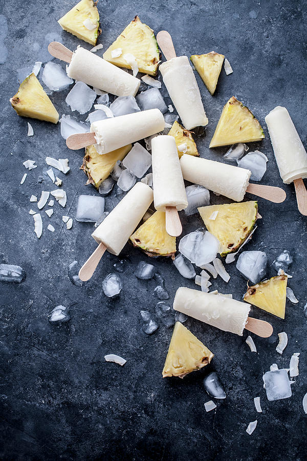 Pina Colada Popsicles Made From Coconut Milk, Pineapple Juice And Rum Extract Photograph by Kati Finell