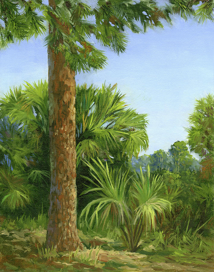 Pine and Palms  Painting by Donna Tucker