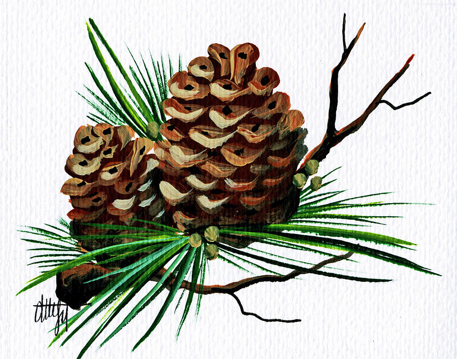 Pine Cone Painting - Pine Cone Copy Brochure by Debbi Wetzel
