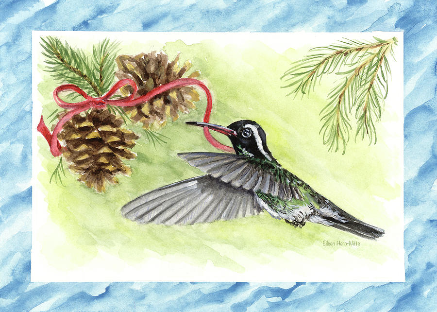 Bird Painting - Pine Cone Humingbird by Eileen Herb-witte