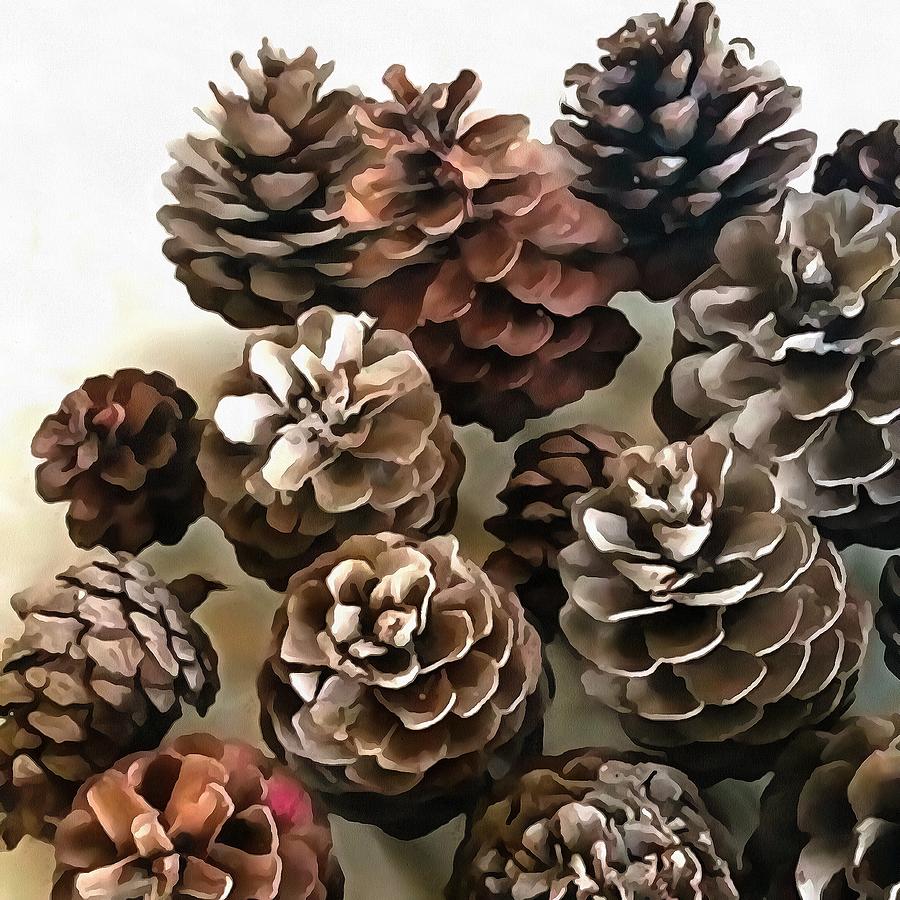 Pine Cones Organic Christmas Ornaments Painting by Taiche Acrylic Art