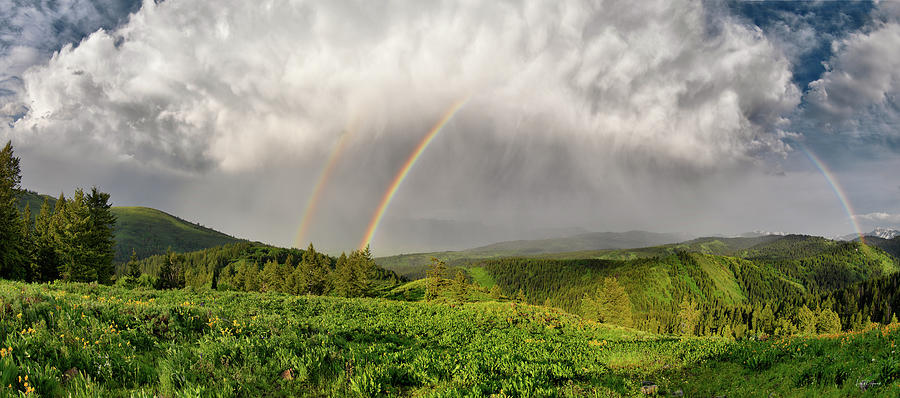 Pine Creek Pass Rainbow Panoramic Photograph by Leland D Howard