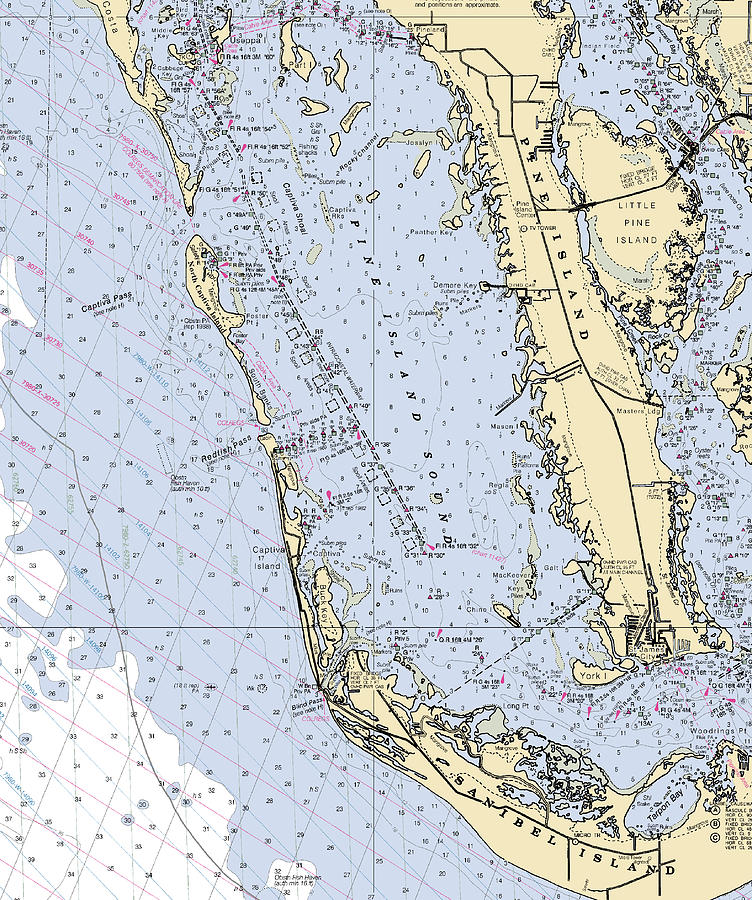 Pine Island Soundflorida Nautical Chart Mixed Media by Sea Koast