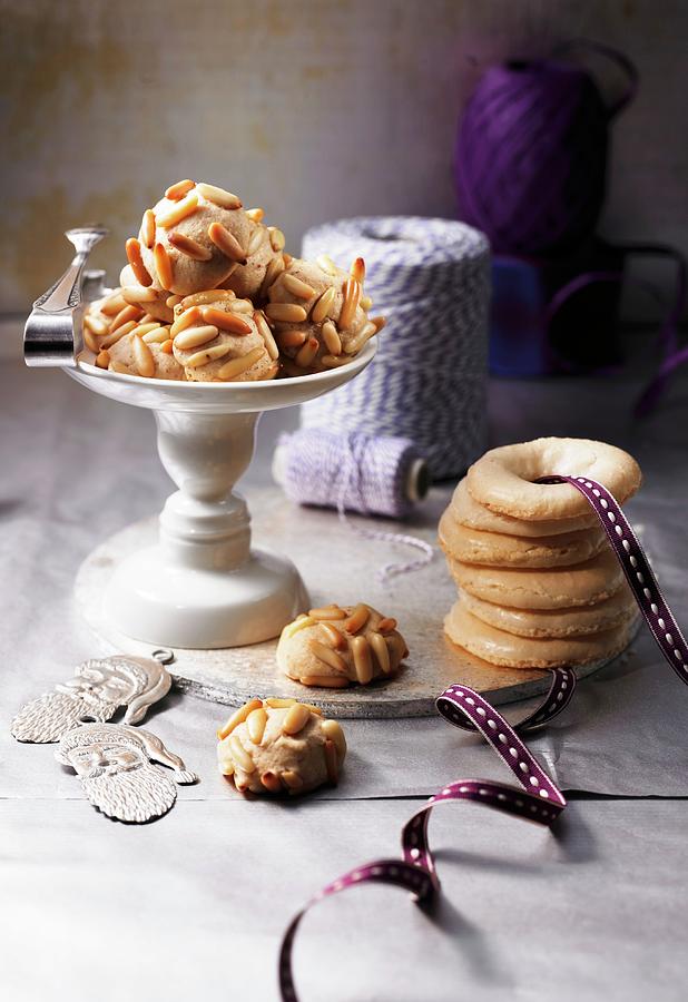 Pine Nut Biscuits And Almond Rings Photograph by Jalag / Jan-peter Westermann