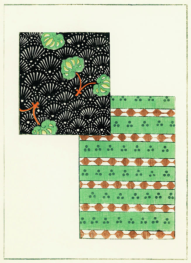 Pine tree Japanese traditional pattern design Painting by Watanabe Seitei