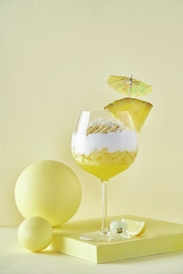 Pineapple And Banana Sorbet In A Glass Photograph by Malgorzata Stepien