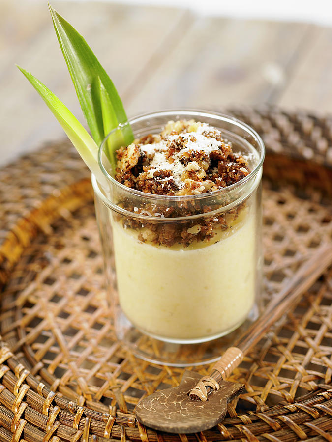 Pineapple And Soya Cream Mousse With Crumbled Wholemeal Cookie Topping Photograph by Lawton