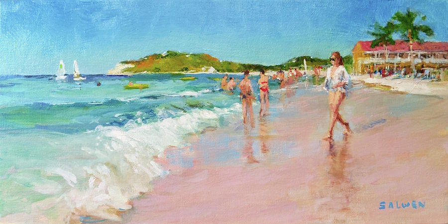 Pineapple Beach, Antigua Painting by Peter Salwen
