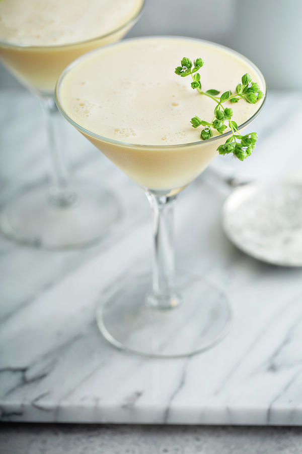 Pineapple Egg White Fizz Cocktail With Rum Photograph by Elena Veselova
