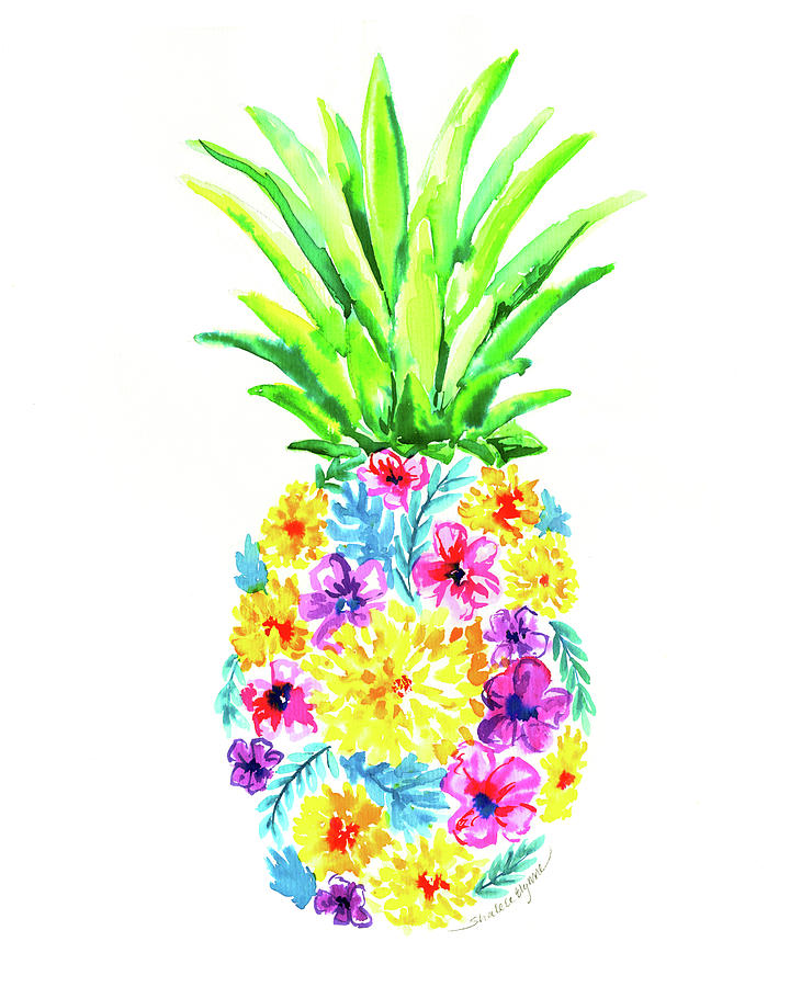 Pineapple Floral Painting by Shalece Elynne