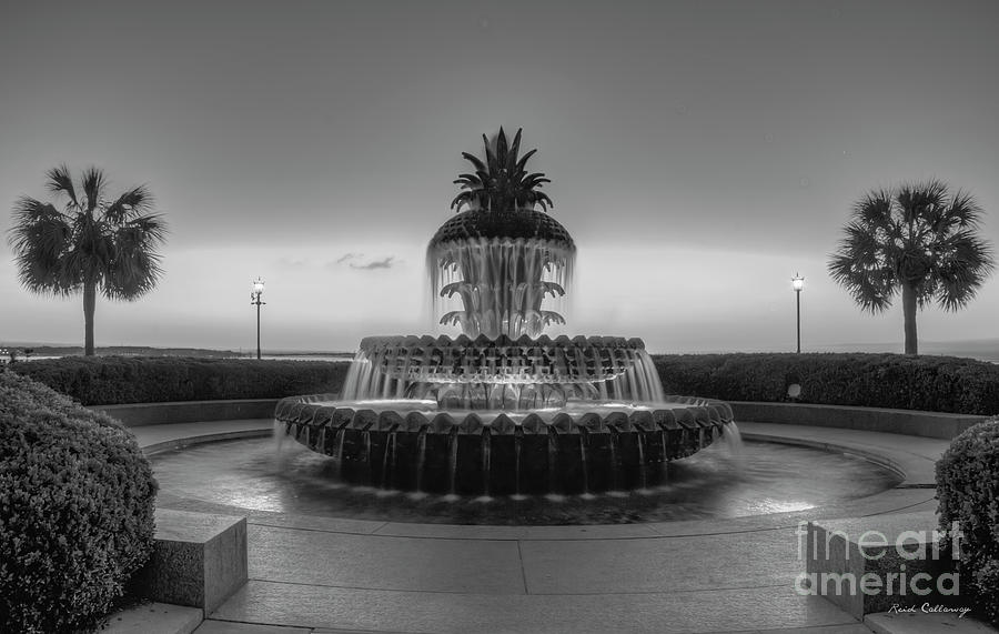 Pineapple Fountain Sunrise B W Waterfront Park Landscape Charleston South Carolina Art by Reid Callaway Pineapple Fountain Sunrise B W Waterfront Park Landscape Charleston South Carolina Art by Reid Callaway
