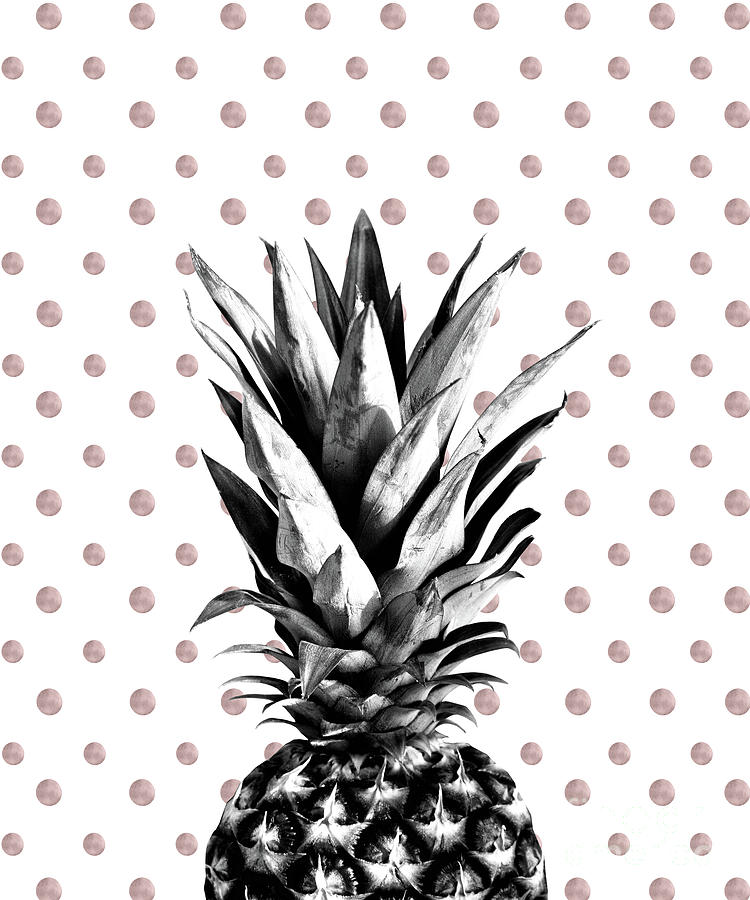 Pattern Digital Art - Pineapple Happy Polka Dots Dream #1 #tropical #fruit #decor #art  by Anitas and Bellas Art