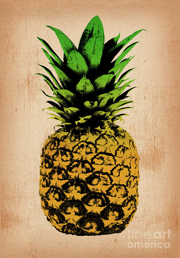 Pineapple On Vintage Paper 03 Digital Art