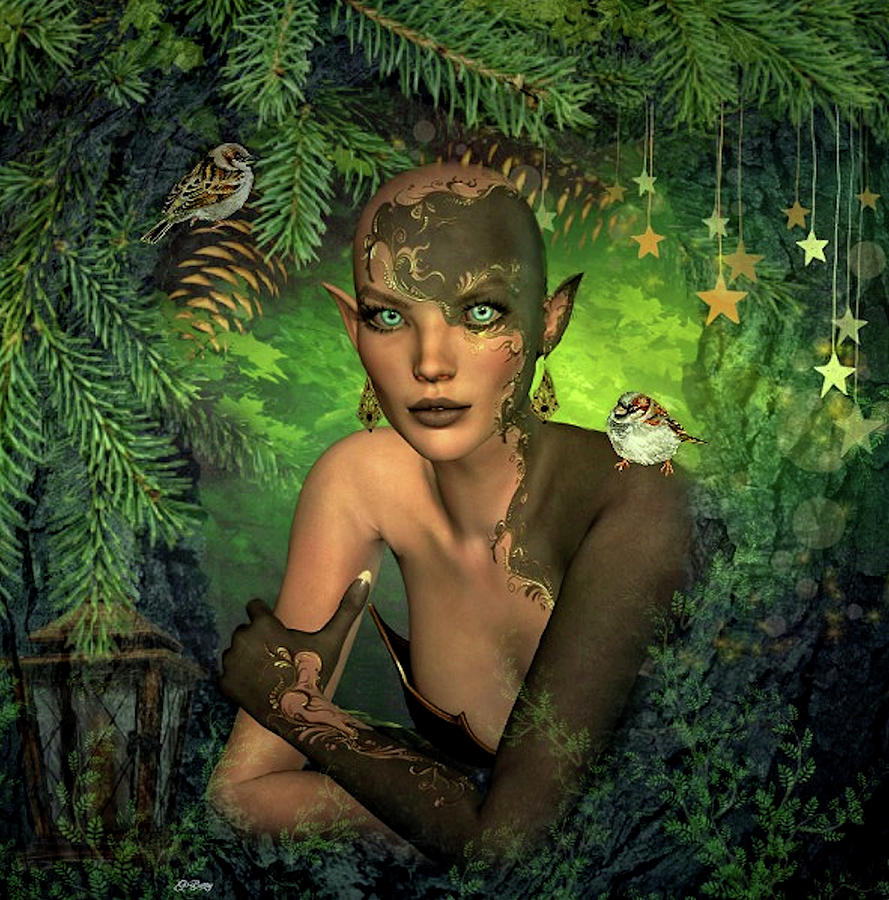 Fantasy Mixed Media - Blue Eyed Elf by Gayle Berry