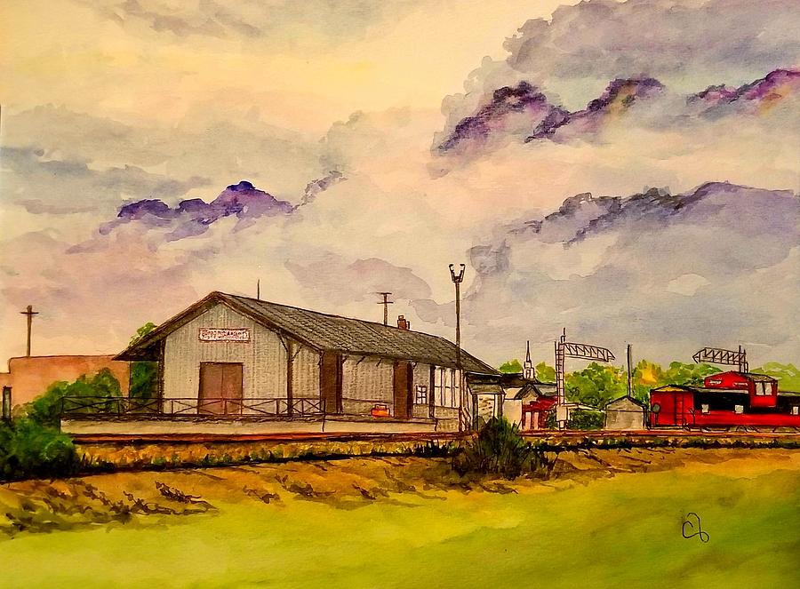 Pinewood Depot, Sumter SC Train Station Painting Painting by Cindy ...