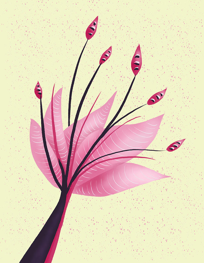 Pink Abstract Lily Flower Digital Art by Boriana Giormova