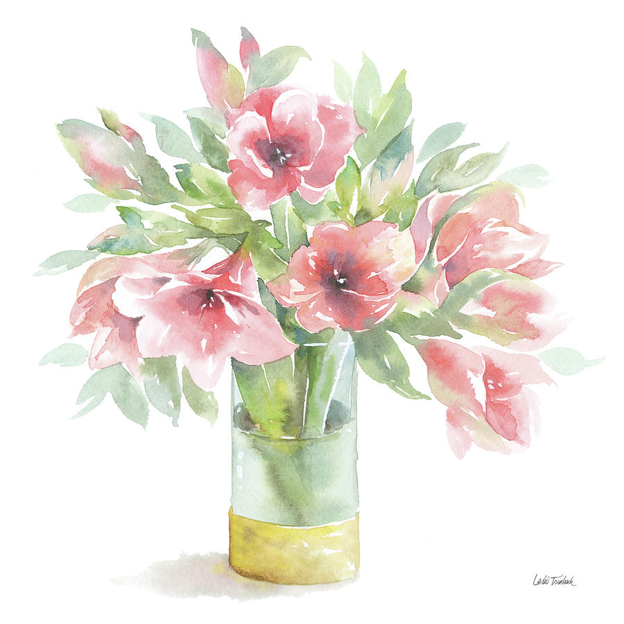 Pink Amaryllis Painting By Leslie Trimbach - Fine Art America