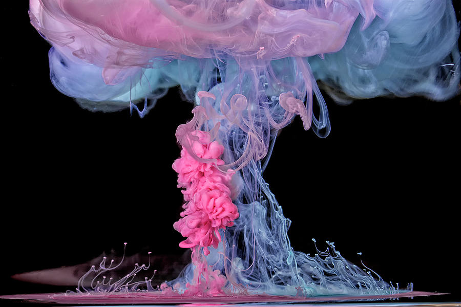 Pink and Blue Liquid Art Photograph by Deborah Ritch
