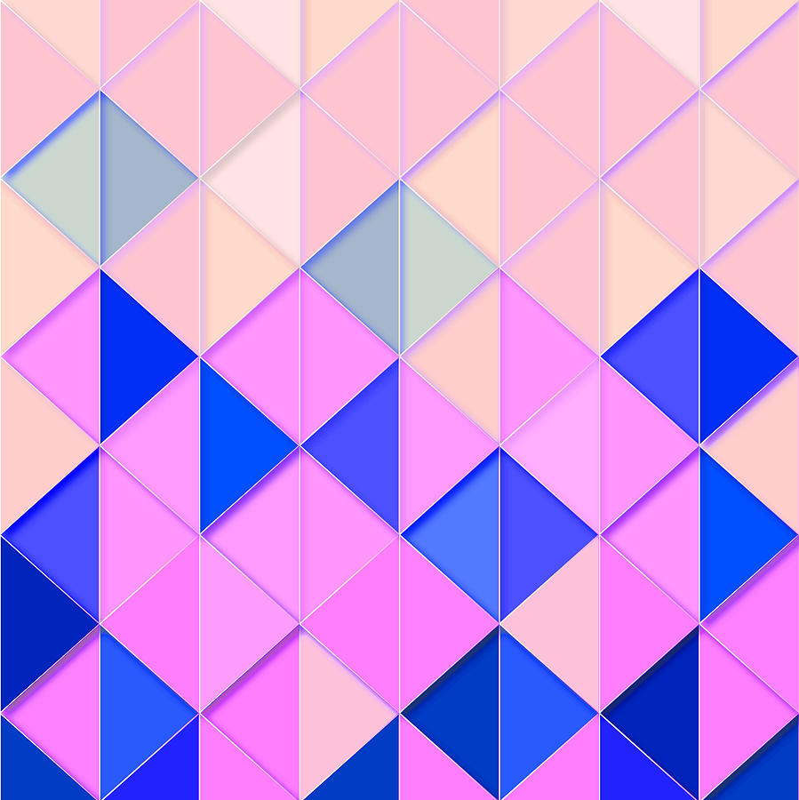 Pink and Blue Retro Geometric Triangle Pattern Digital Art by Enjoy ...