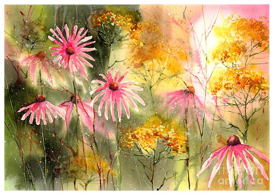 Floral Painting - Pink And Gold by Suzann Sines Floral Painting - Pink And Gold by Suzann Sines