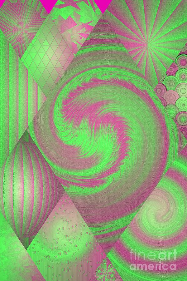 Pink and Green Modern Collage Digital Art by Rachel Hannah