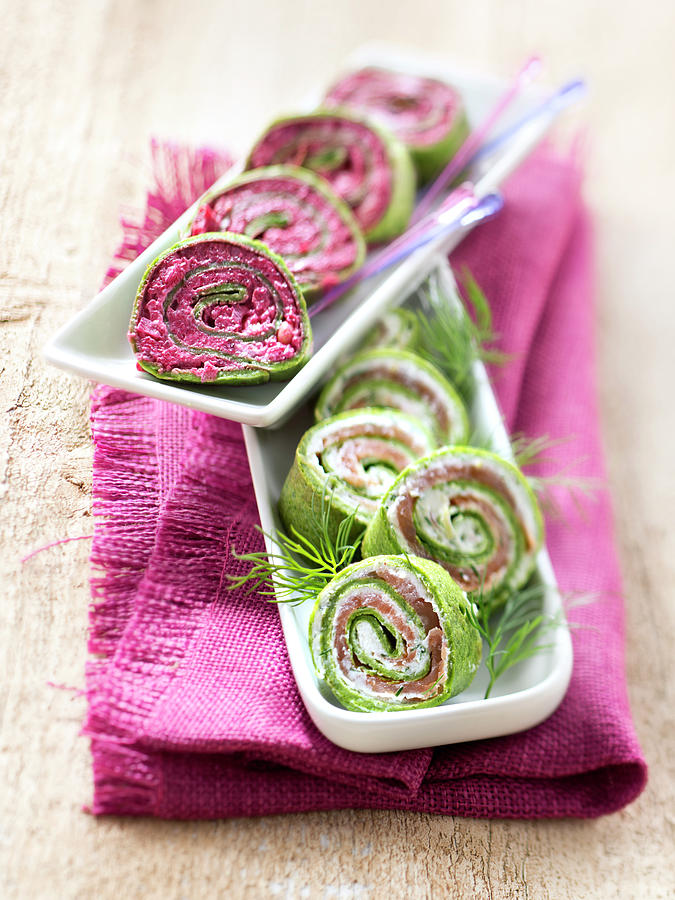 Pink And Green Philadelphia Roll Duo Photograph by Studio