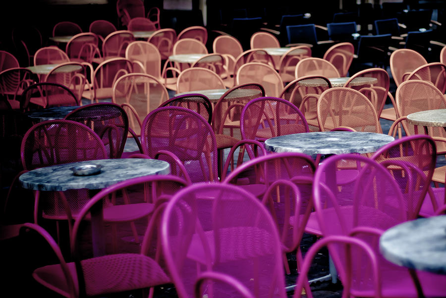Pink And Orange Cafe Chairs Photograph by Louize Hill